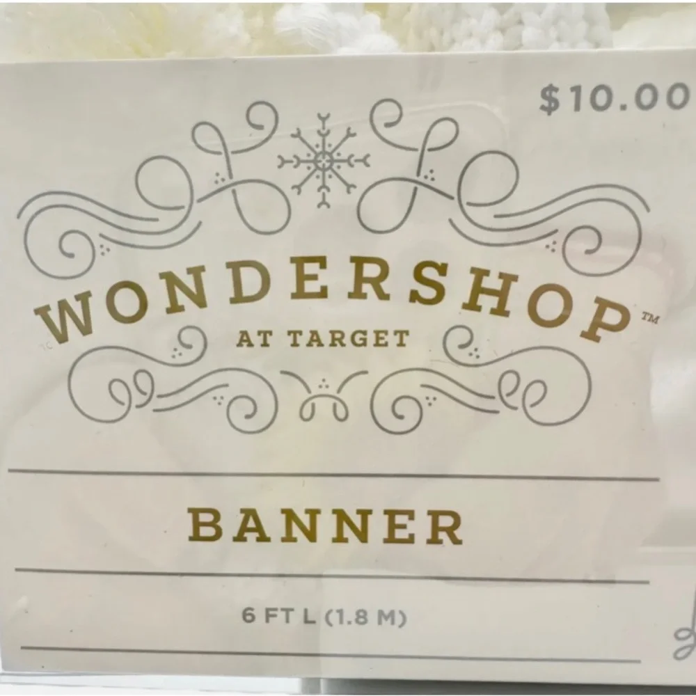 NWT Wonder Shop Banner Peace 6 FT L(1.8 M) White Knit Pom Poms NIB At Target